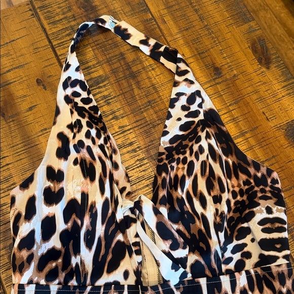 gorgeous Leopard Halter Romper - Brown & Black - Picture 3 of 15